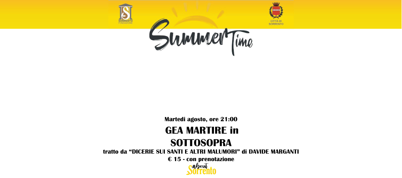 “Sottosopra” con Gea Martire a Sorrento il 18 agosto