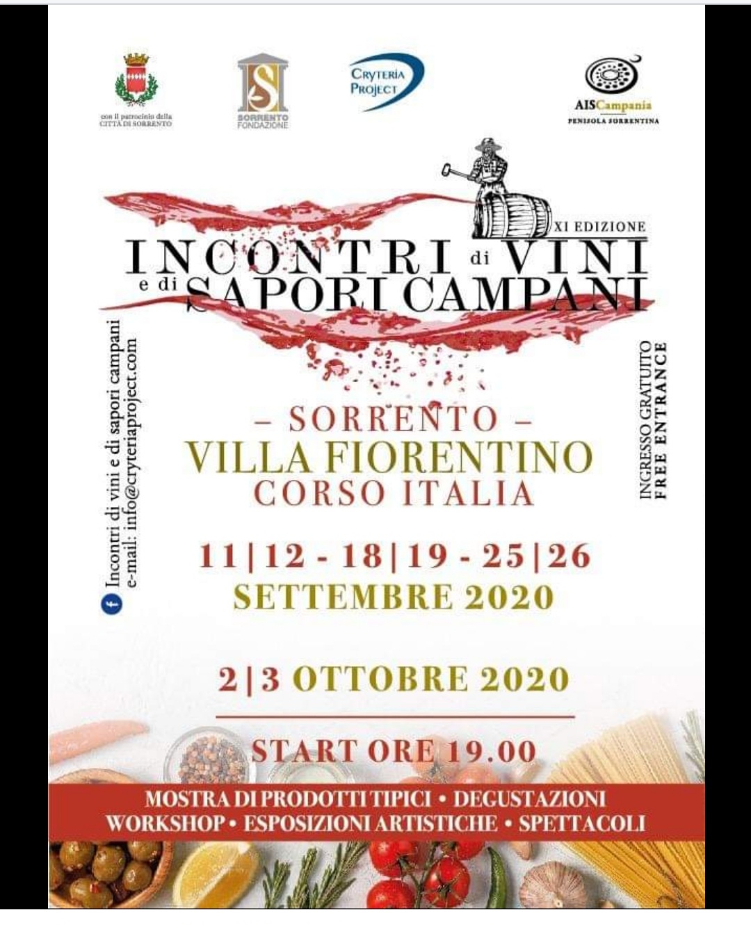 18 e 19 settembre a Sorrento: Incontri di vini e di sapori campani