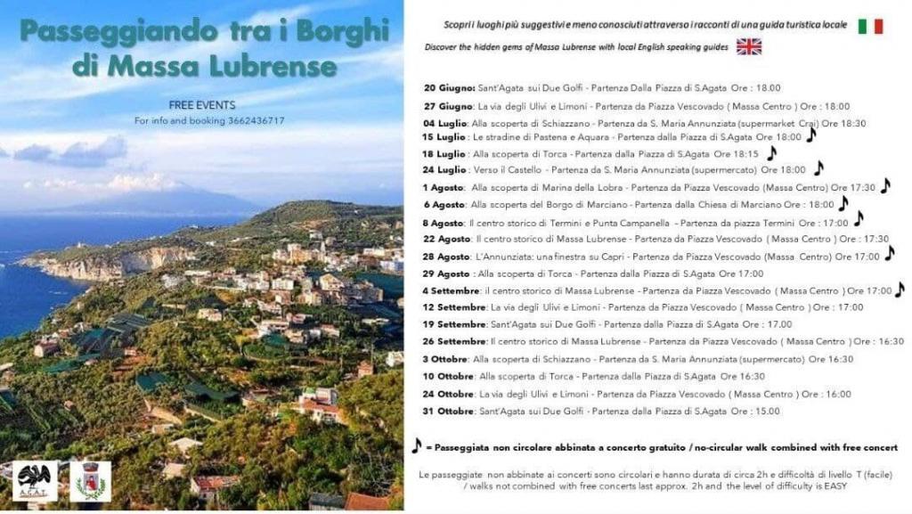 Eventi Massa Lubrense 2021 calendario passeggiando tra i borghi e Natura in concerto