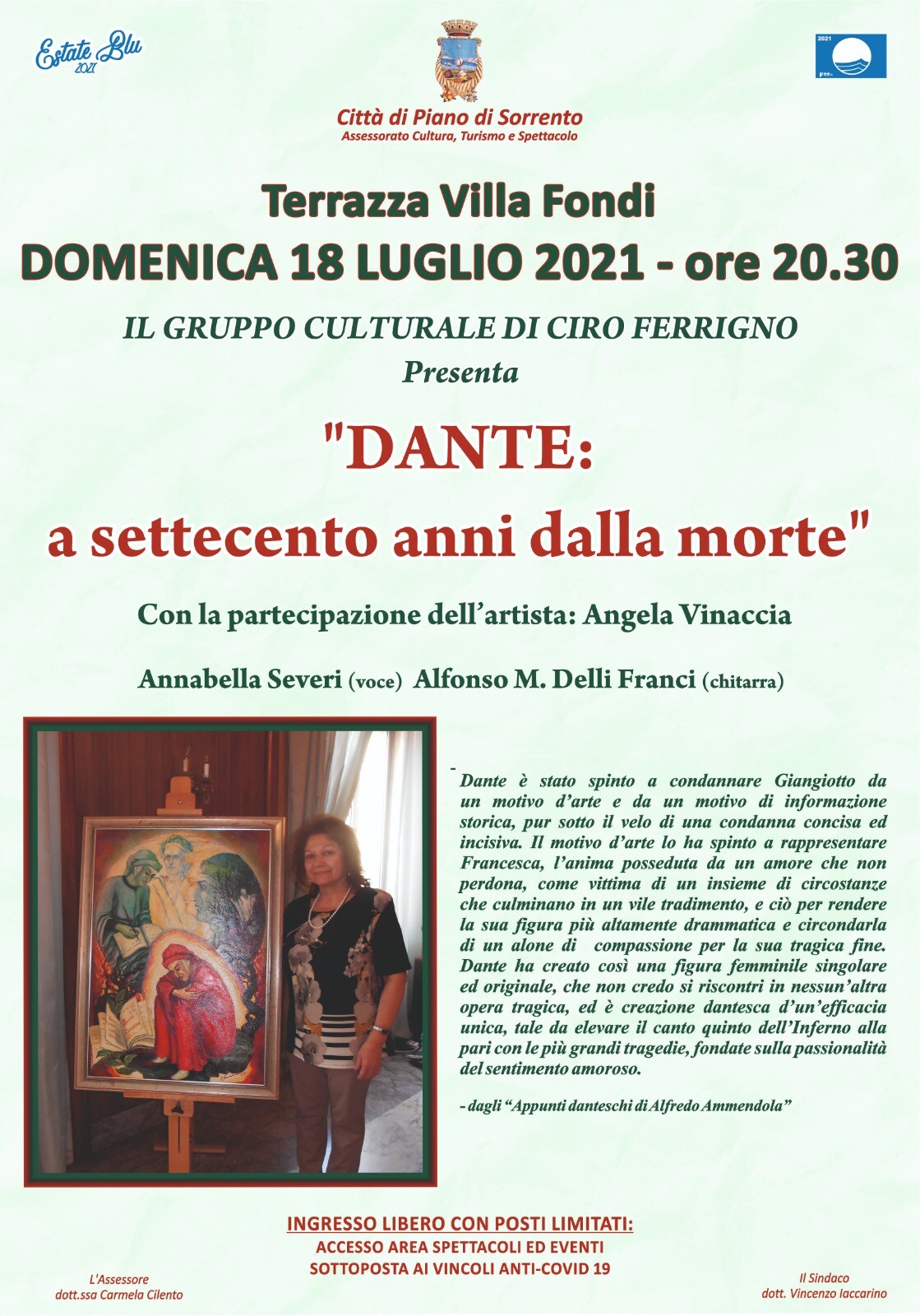 Eventi estate 2021 Villa Fondi: spettacolo “Dante a 700 anni dalla morte”