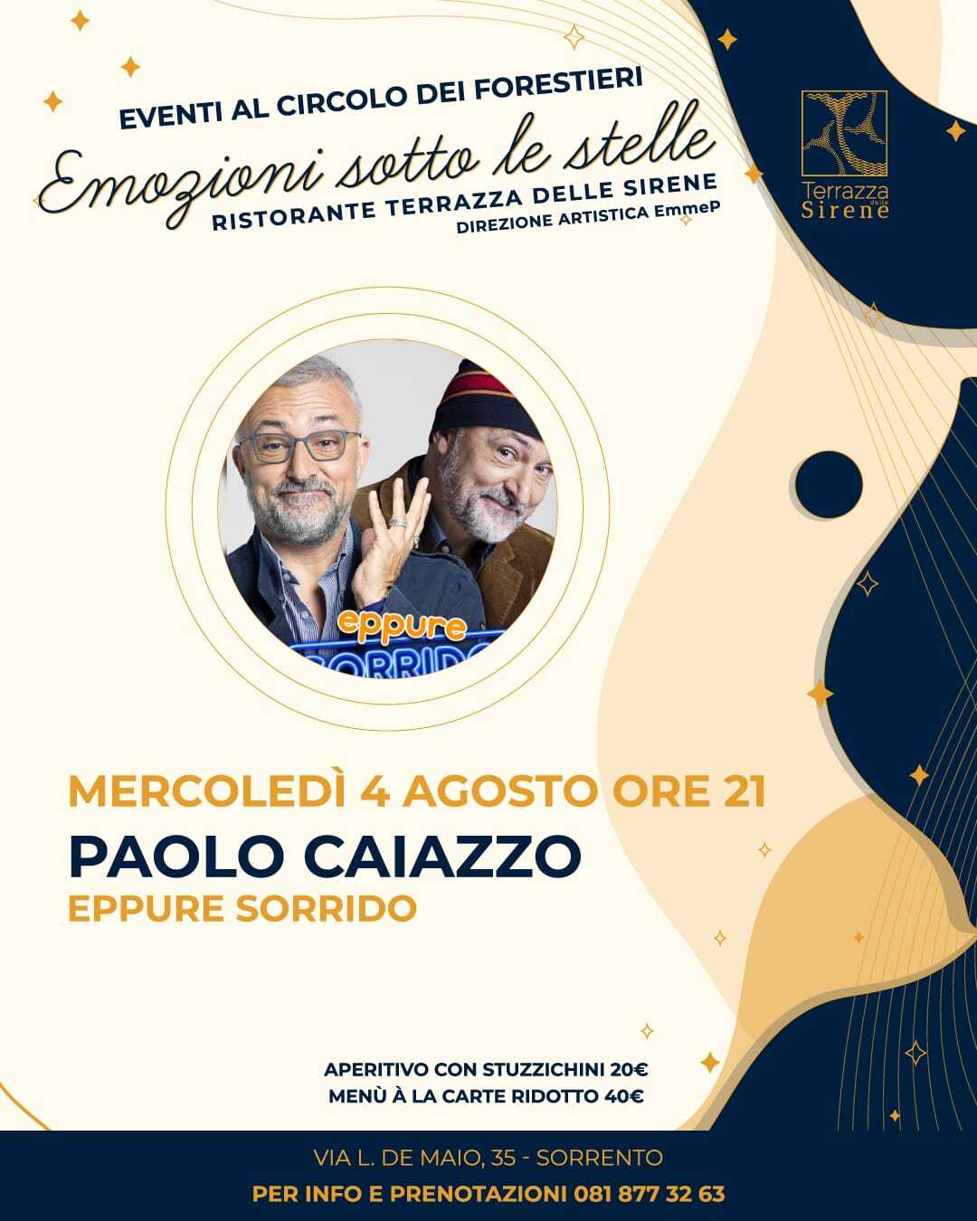 Eventi agosto 2021: Al circolo dei Forestieri Paolo Caiazzo