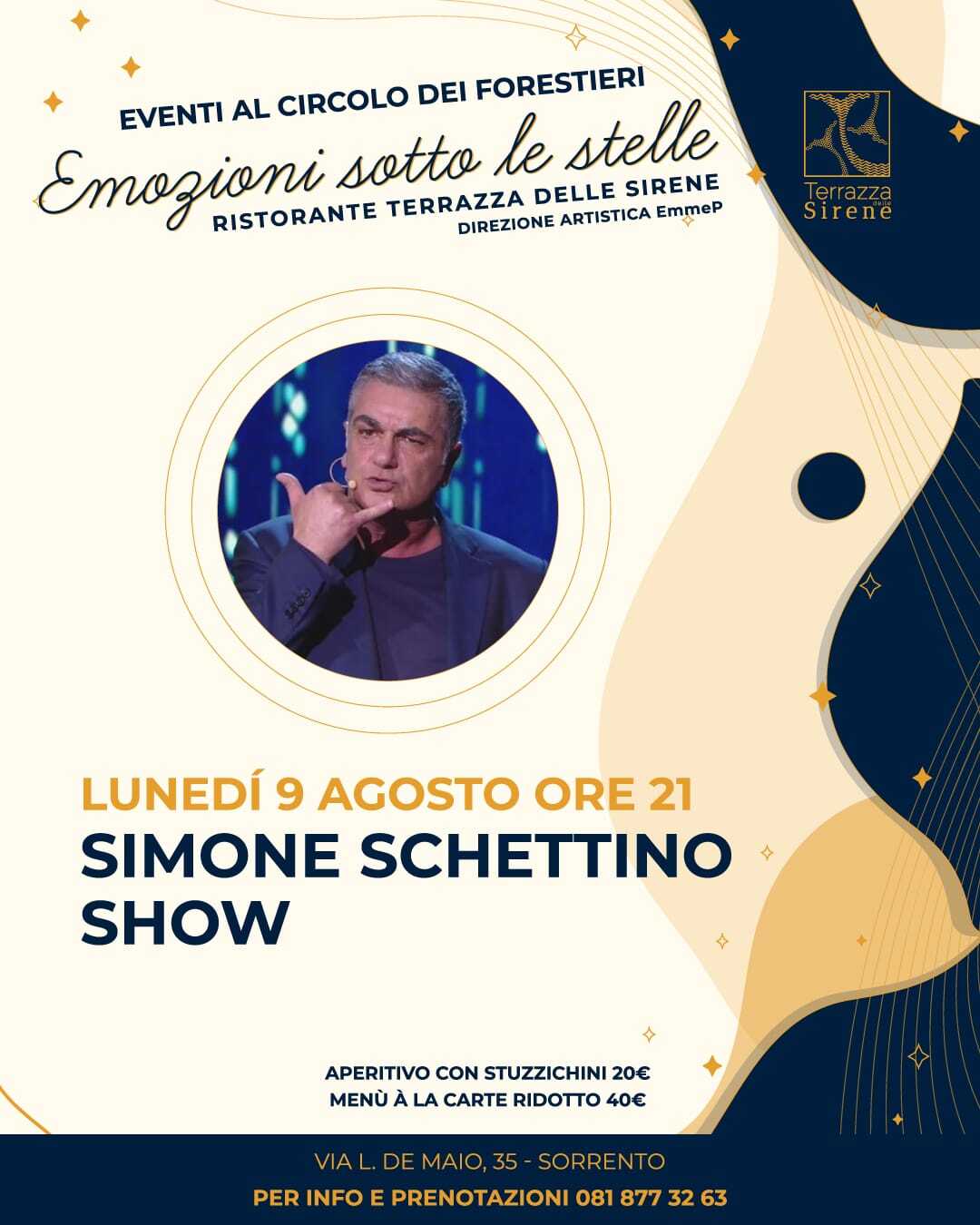 Eventi agosto 2021: Simone Schettino al circolo dei Forestieri di Sorrento