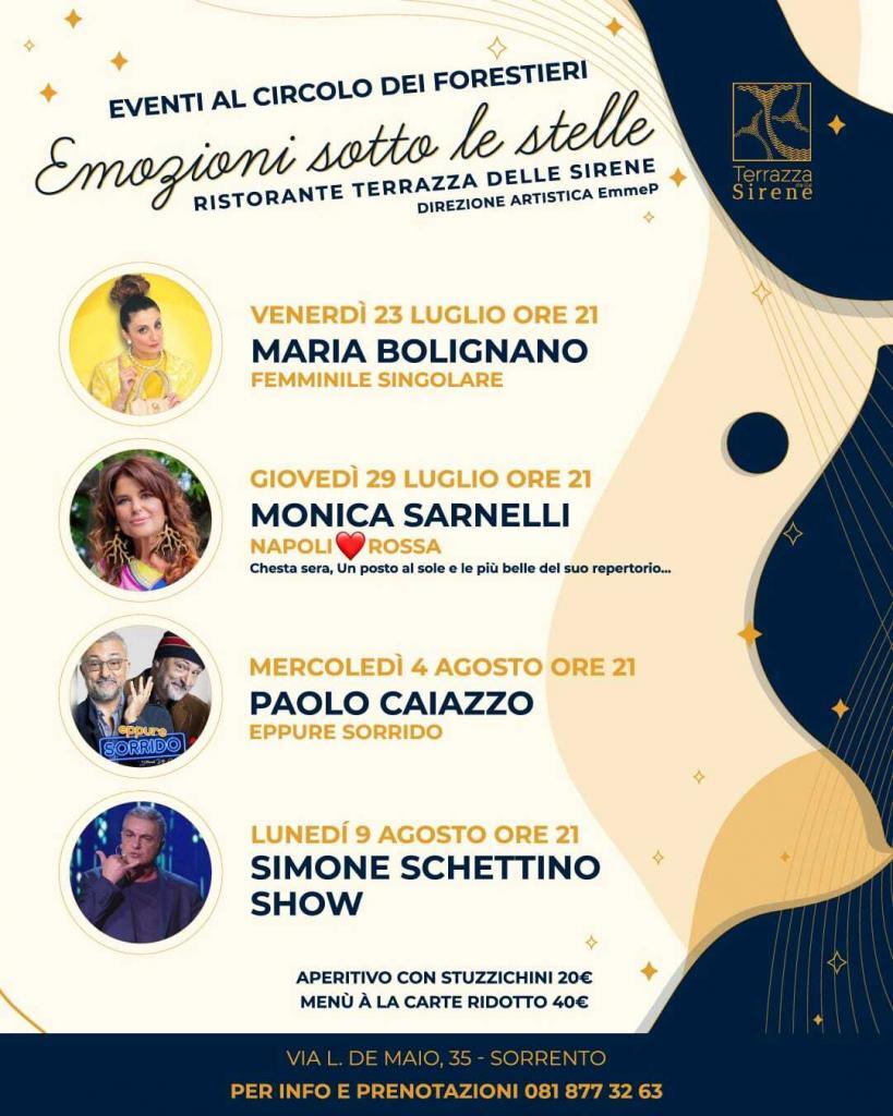 Eventi estate 2021 sorrento programma emozioni sotto le stelle circolo dei forestieri