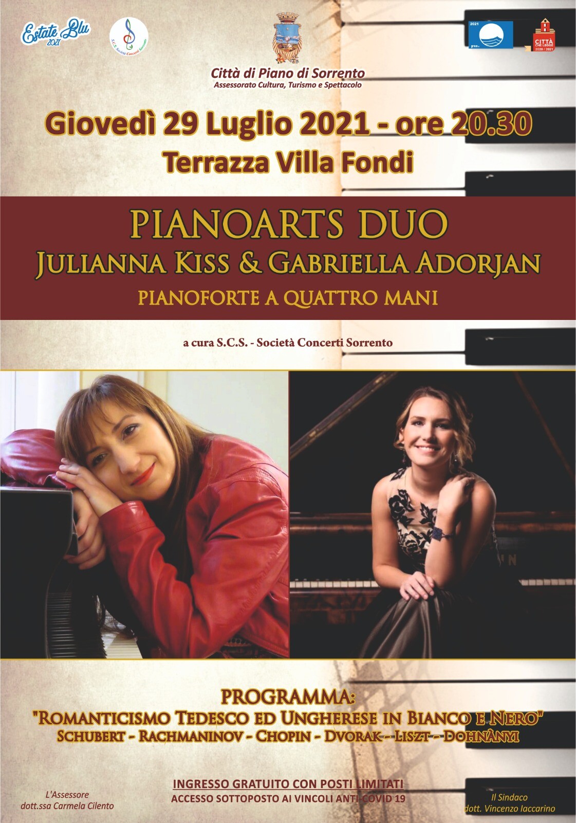 Eventi Estate 2021 Piano di Sorrento: concerto Pianoarts Duo