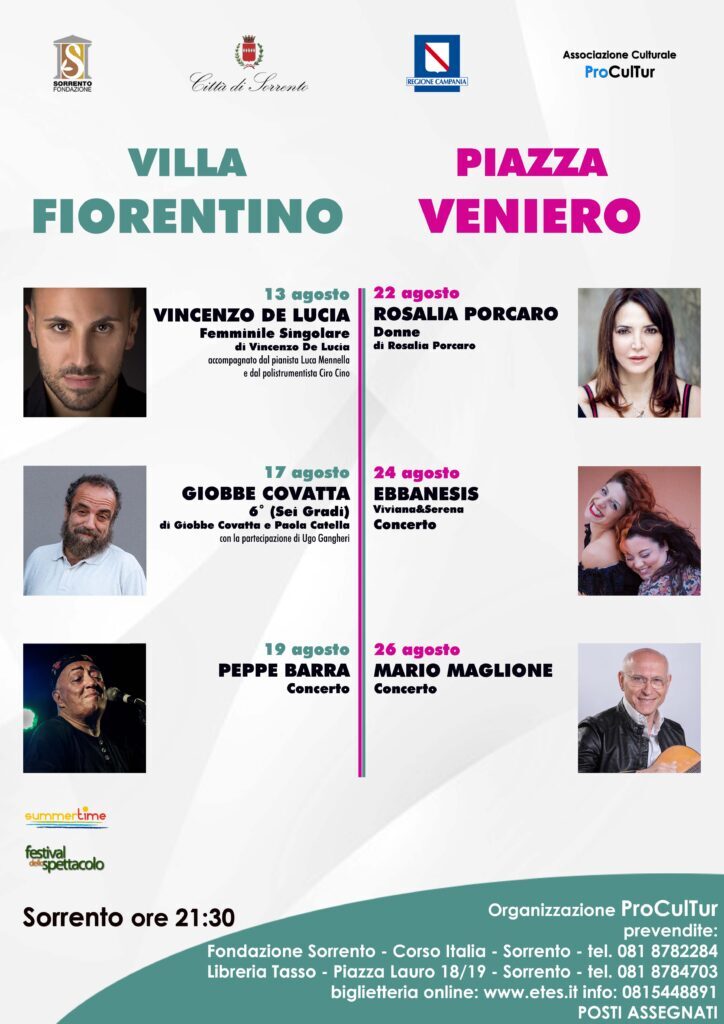 Spettacoli d'autore a Sorrento estate 2021