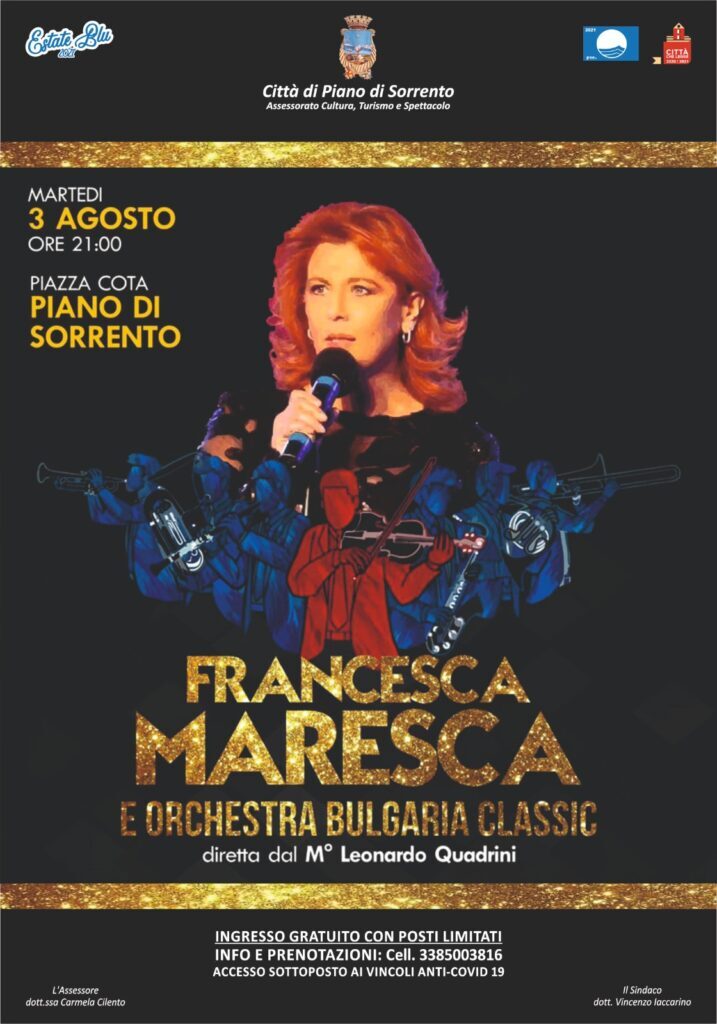 eventi piano di Sorrento Francesca Maresca concerto Piazza cota agosto 2021