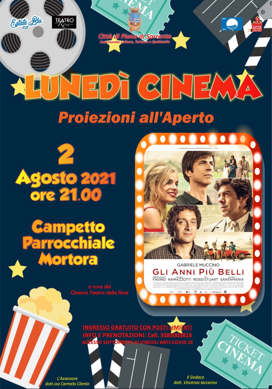 Eventi Estate 2021 Piano di Sorrento: Lunedì Cinema – Proiezioni all’aperto