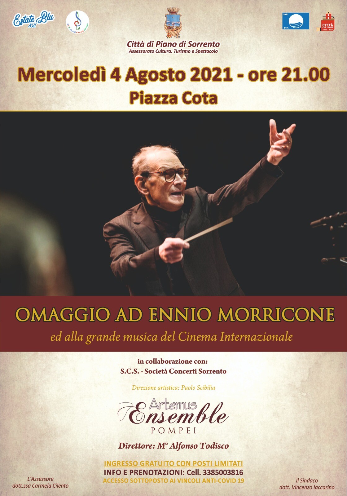 Eventi Estate 2021 Piano di Sorrento: omaggio ad Ennio Morricone