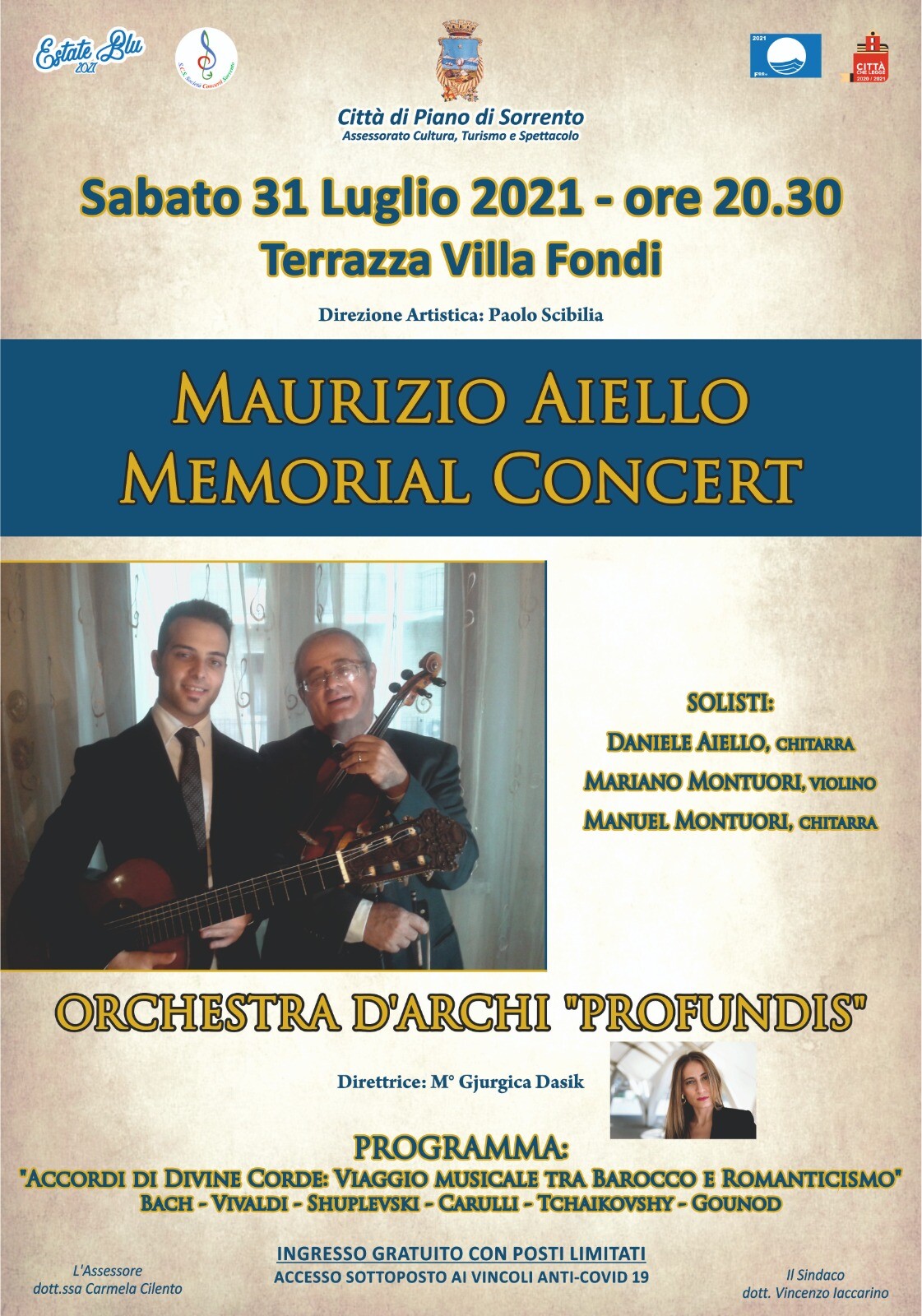 Eventi Estate 2021 Piano di Sorrento: concerto in ricordo di Maurizio Aiello