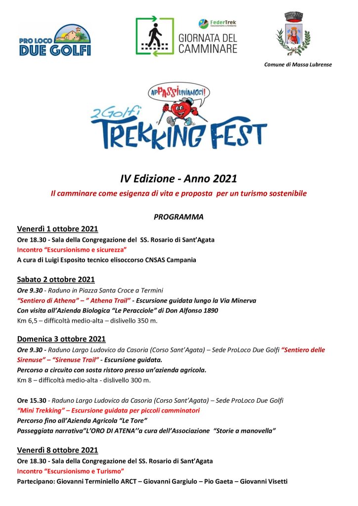 Eventi ottobre 2021 Massa Lubrense Trekking Fest Programma
