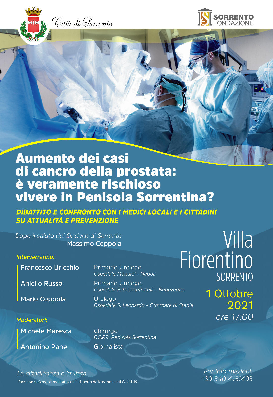 Eventi ottobre 21: convegno sul cancro alla Prostata in Penisola Sorrentina