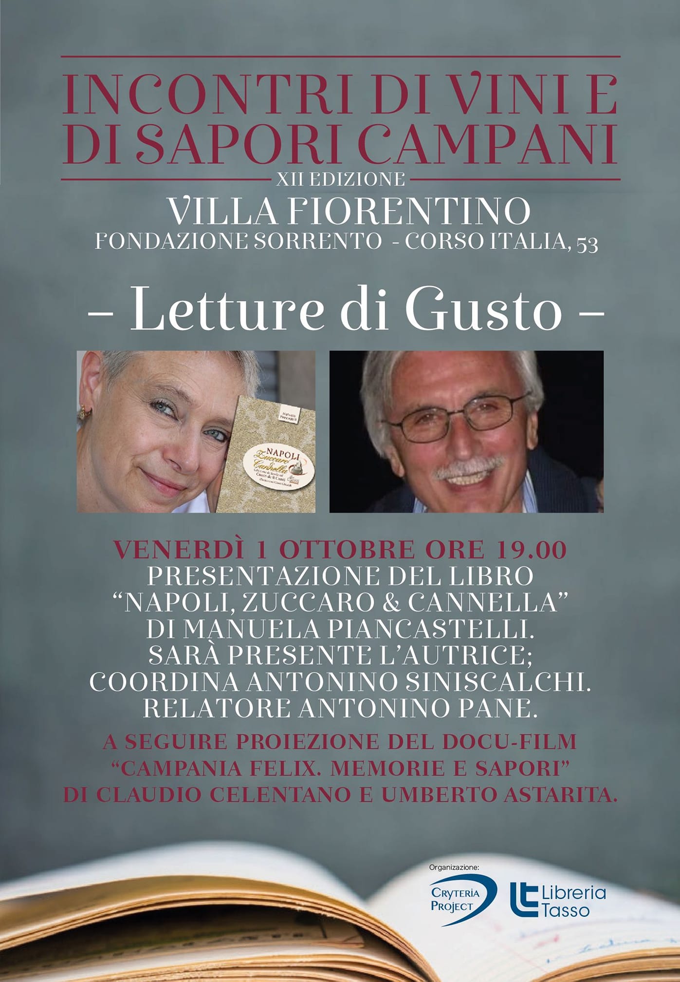 Eventi ottobre 21 Sorrento: presentazione libro Napoli, zuccaro & cannella