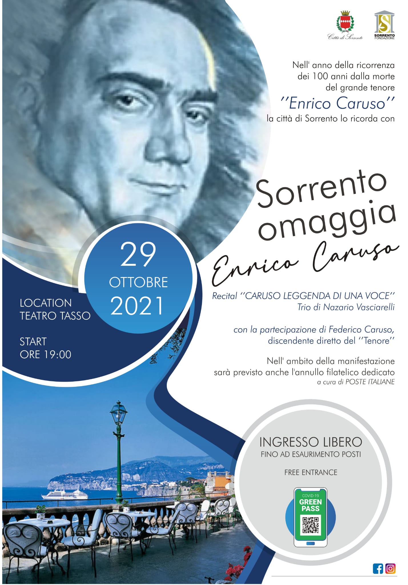 Eventi 29 ottobre 2021: Sorrento omaggio Caruso
