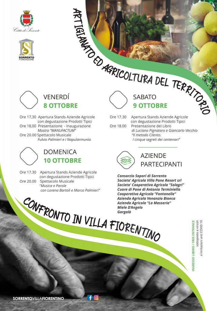 Eventi Ottobre 2021 Sorrento degustazioni gratuite agricoltura Villa Fiorentino
