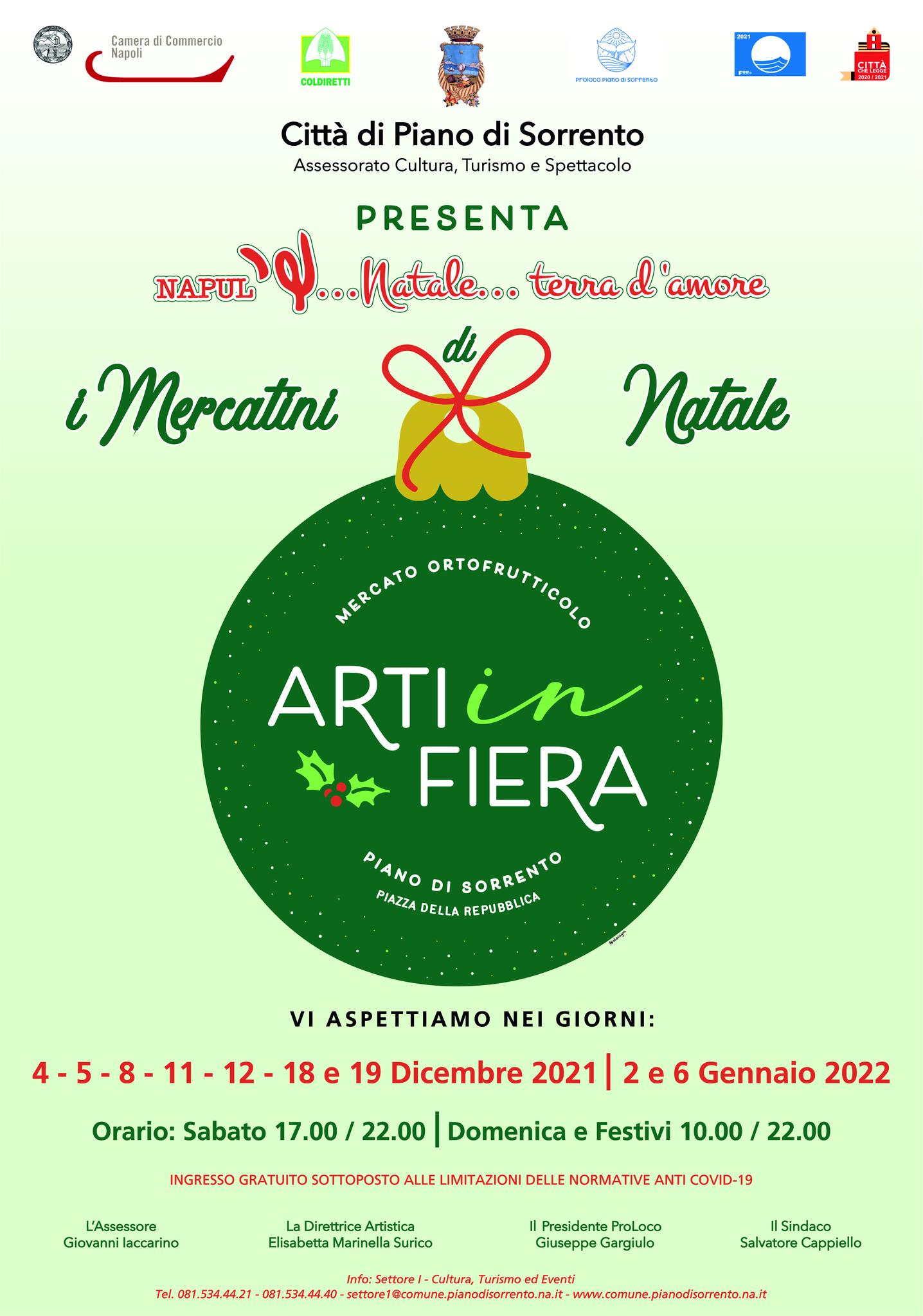 Eventi di Natale 2021 Piano di Sorrento: Mercatini “Arti in fiera”