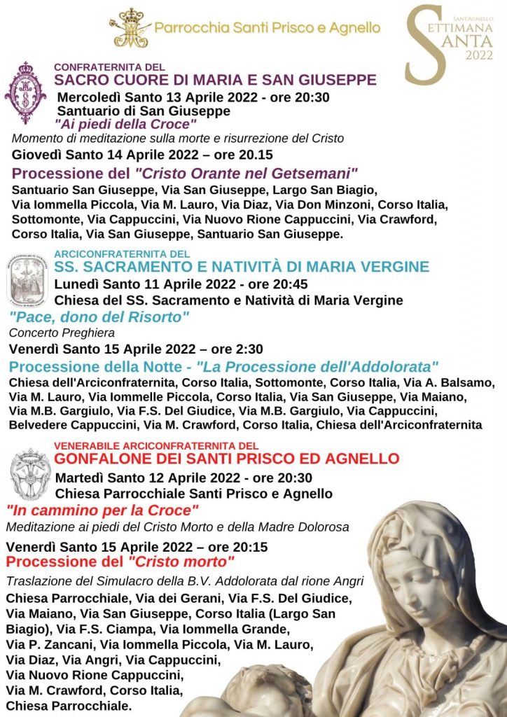 percorsi processioni sant'agnello settimana santa 2022