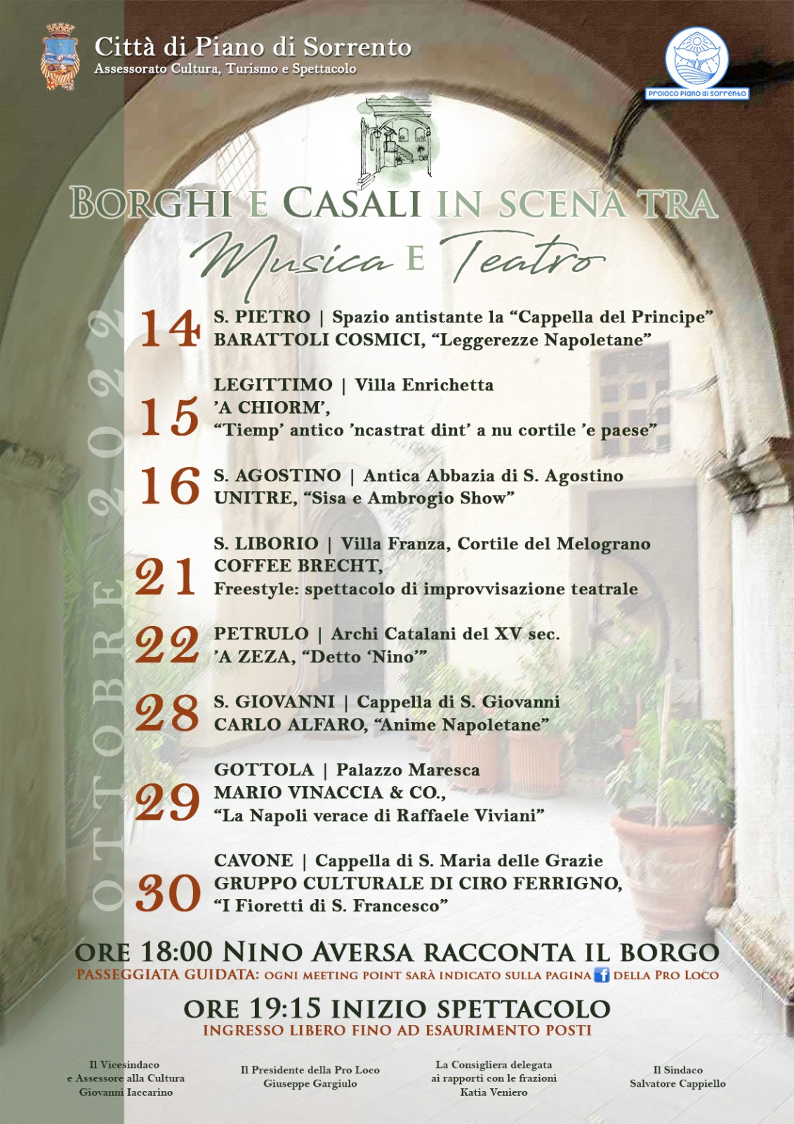 Eventi autunno 2022 Piano di Sorrento: Borghi e Casali in scena tra musica e teatro
