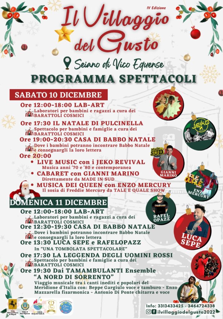 programma Il Villaggio del Gusto 2022 Seiano