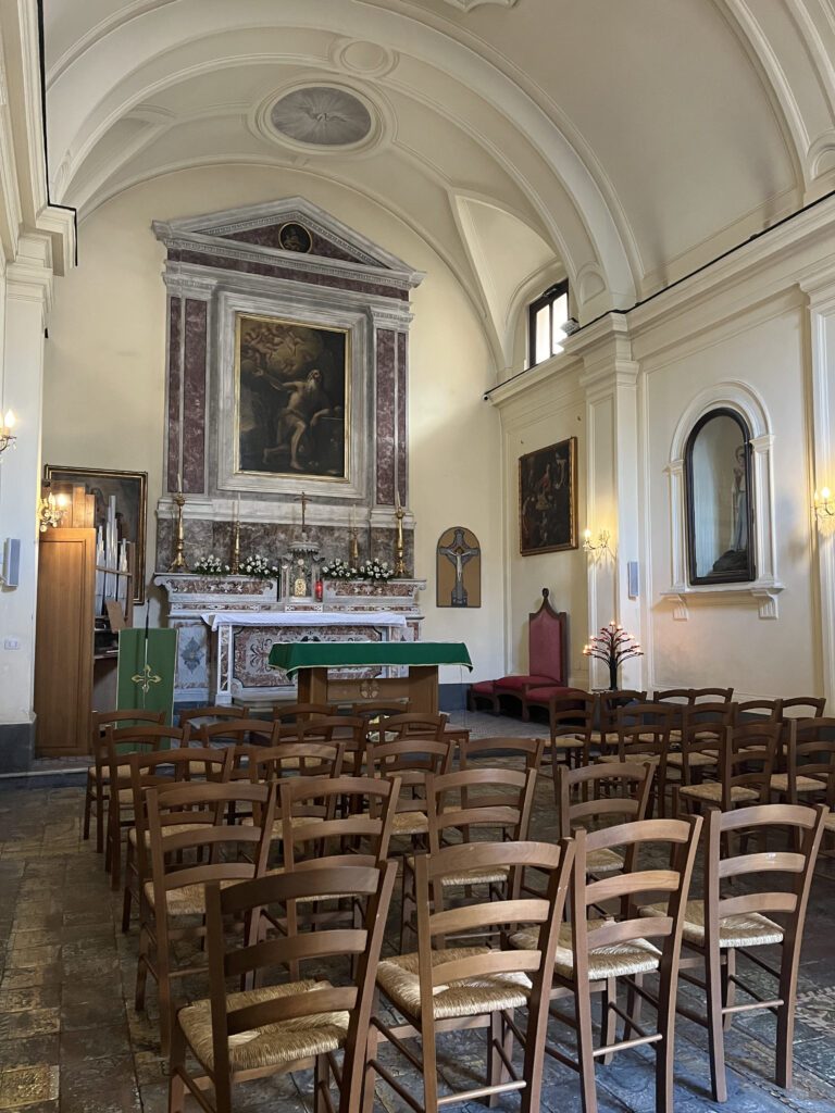 On the way, I noticed a small church on the main road and I decided to go inside. One thing I have absolutely loved about Italy as a whole is the importance of faith and religion in everyday life. Walking around Sorrento and neighboring towns, it is very easy to find a church nearby, whereas in the United States there is often only one or two churches total in a town and people may even have to go to another town for church. I think this is also a testament to how walkable Sorrento is, while where I’m from in New Jersey is a little more difficult to walk on foot because of how distanced everything is from each other. So I went inside the church and found a beautiful place to sit and reflect on my experiences in Italy thus far. A lady also walked into the church and we walked for a bit before I lit a candle and then continued back toward Sorrento.