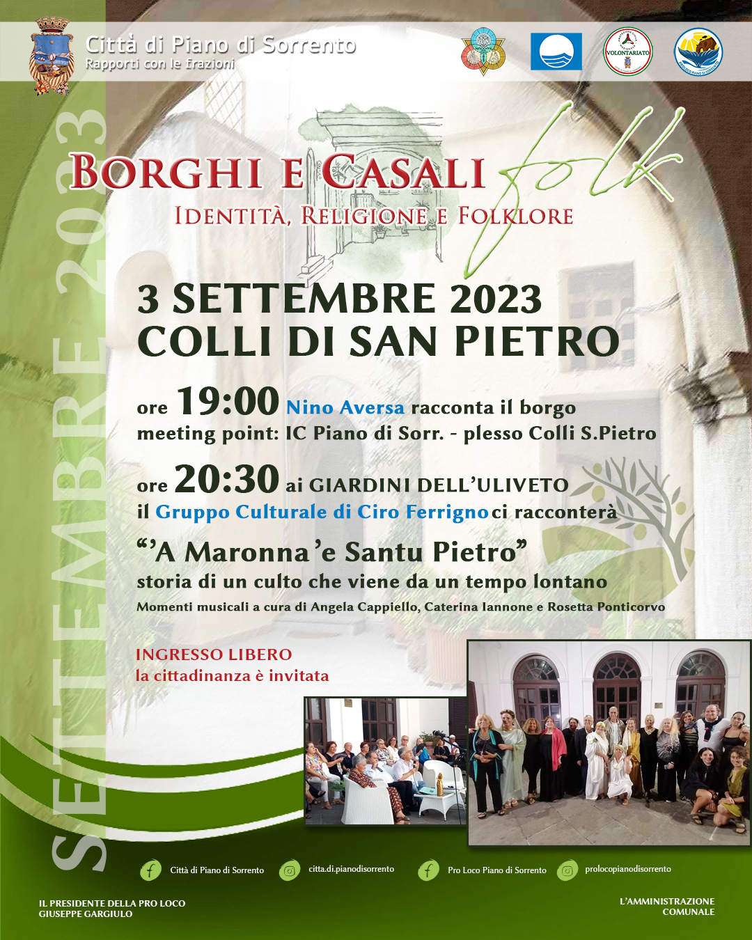 Borghi e Casali Folk 2023 Piano di Sorrento: 3 Settembre ai Colli di San Pietro