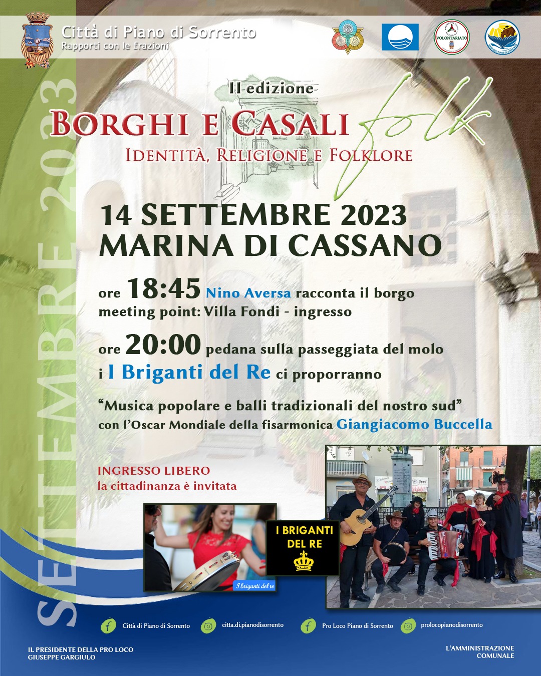 Borghi e Casali Folk 2023 Piano di Sorrento: 14 Settembre a Marina di Cassano