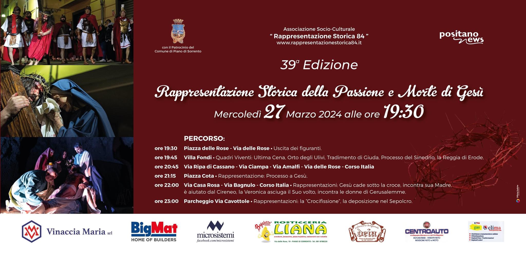 Settimana Santa 2024 Piano di Sorrento: 39^ Edizione Rappresentazione Storica ’84