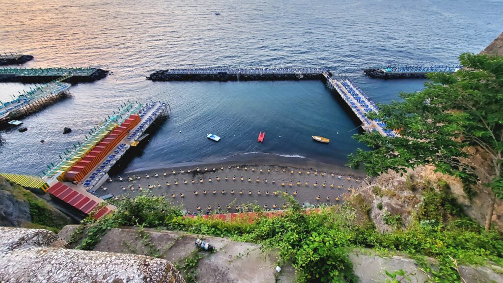 Marina Piccola Sorrento beach black sand Emalee Pennington mypovsorrento 2024 about sorrento
