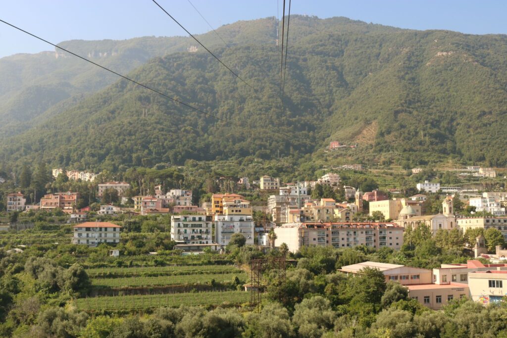 Cabel car view castellammare di stabia sofia lo piano heading to monte faito 2024