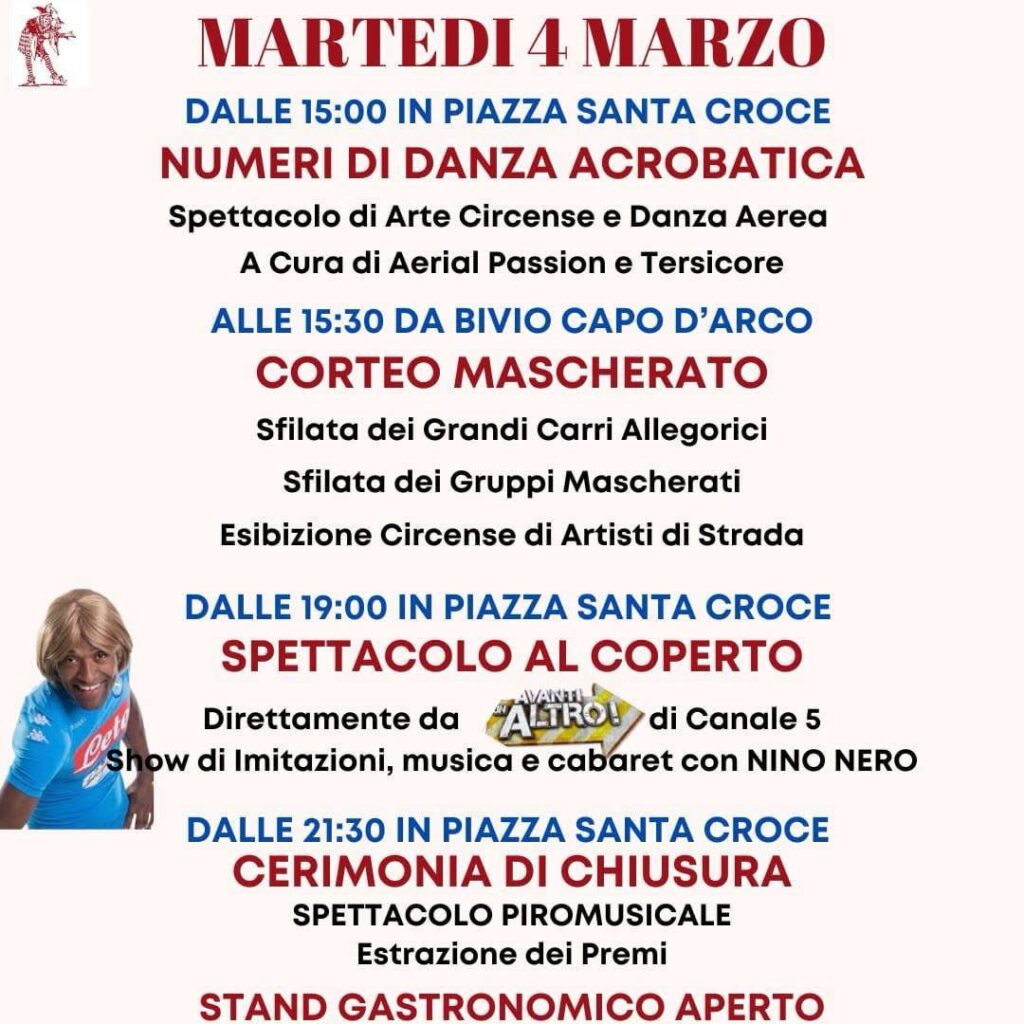carnevale a termini 2025 programma martedì 4 marzo