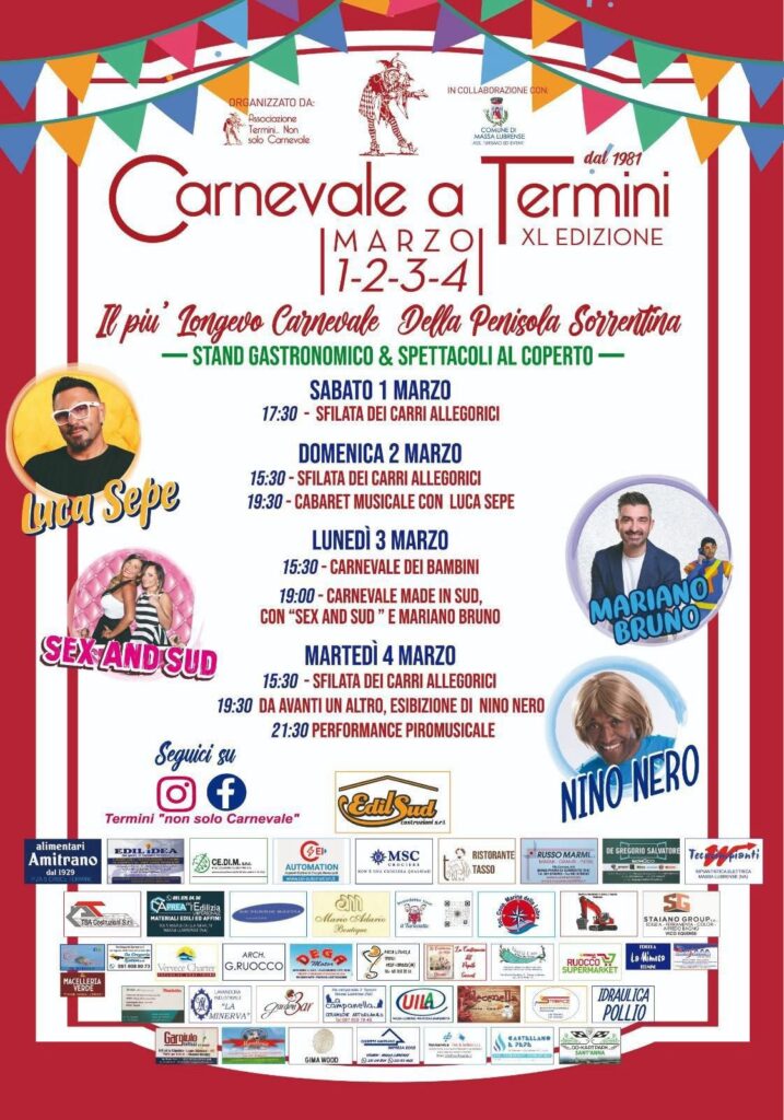carnevale a termini 2025 programma completo massa lubrense