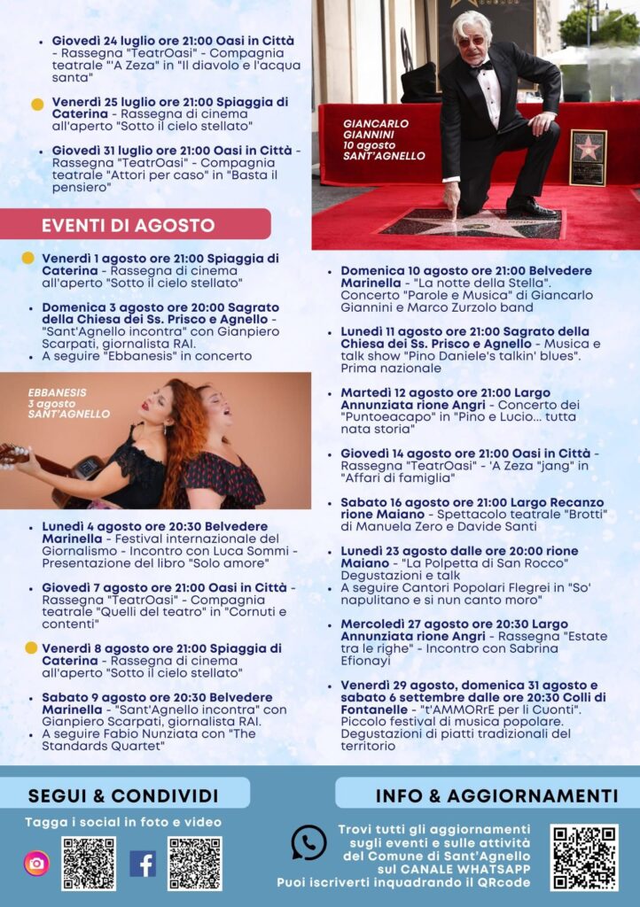 restate sintonizzati 2025 sant'agnello eventi di agosto