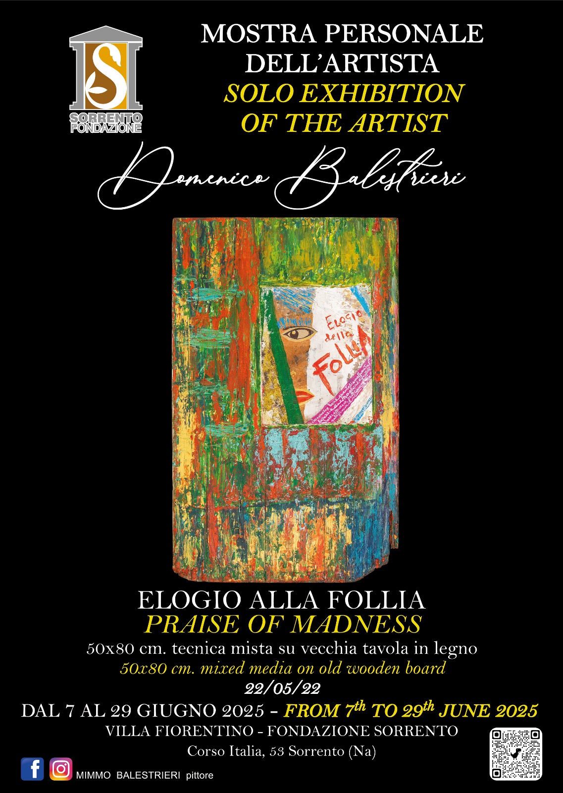 “Elogio alla Follia”: la mostra personale di Domenico Balestrieri a Villa Fiorentino