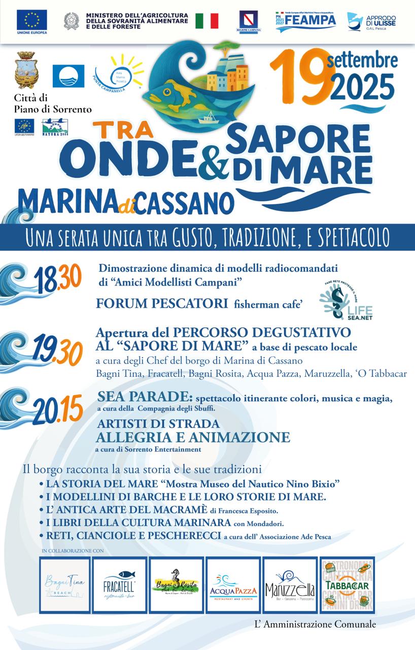Eventi a Piano di Sorrento: settembre 2025 “Tra Onde & Sapore di Mare” alla Marina di Cassano