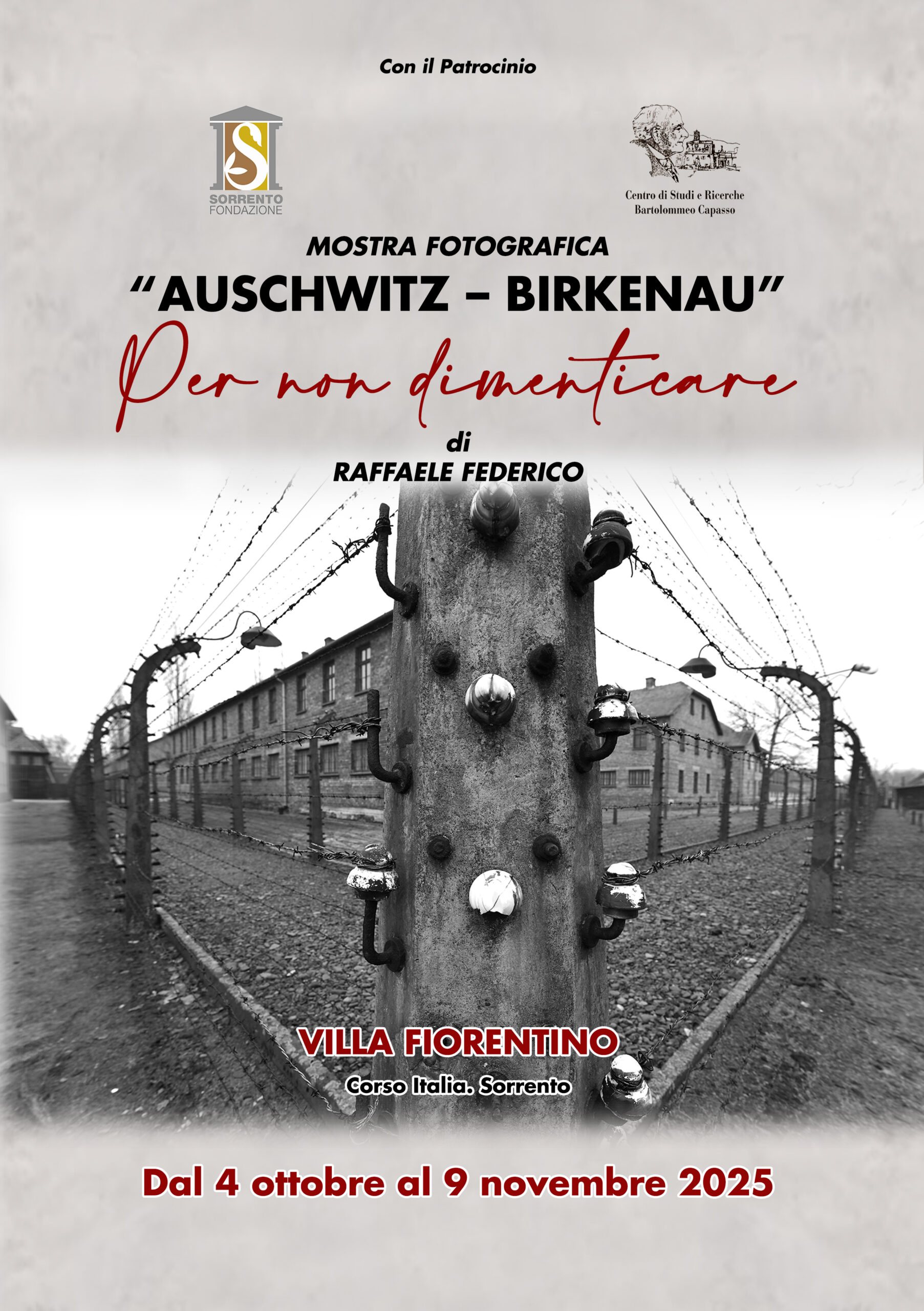 A Villa Fiorentino la mostra fotografica di Raffaele Federico “Auschwitz – Birkenau – per non dimenticare”