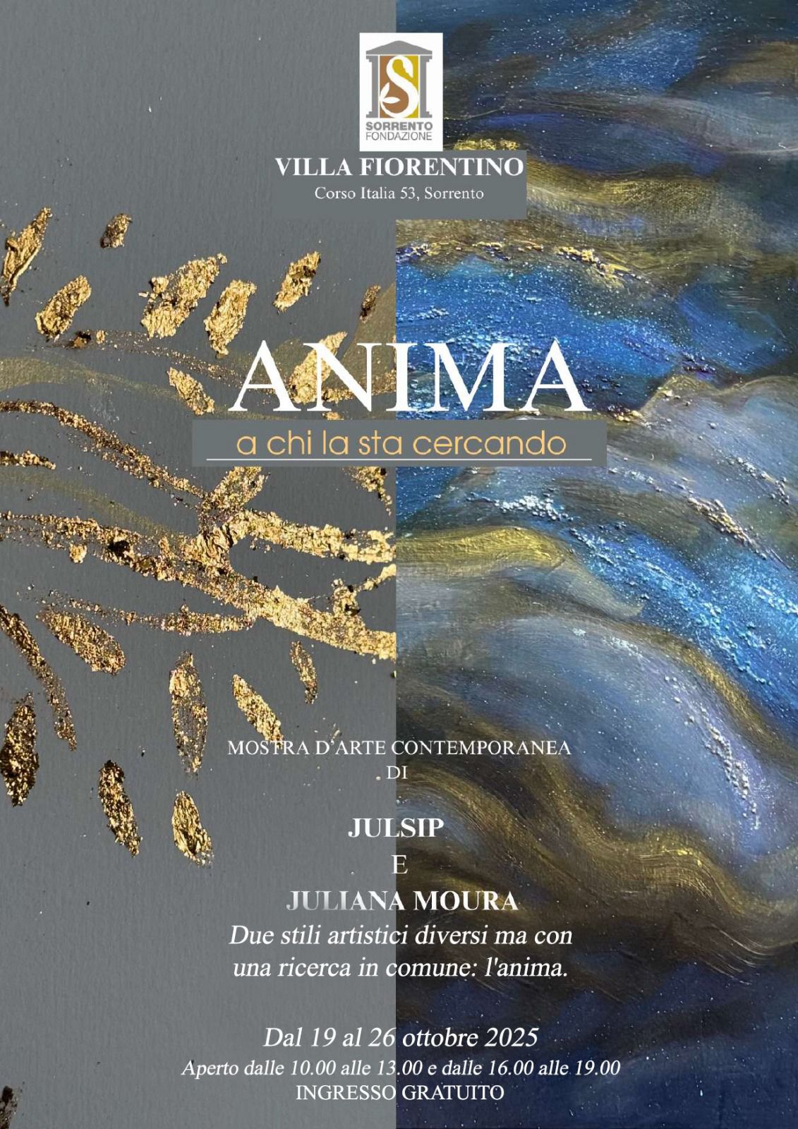 Mostra “Anima” a Villa Fiorentino di Juliana Moura e Julsip ad Ottobre 2025